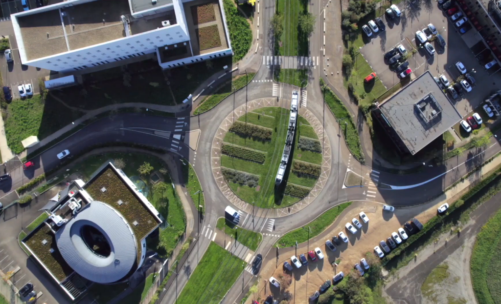 Parc Valmy drone Dijon tram